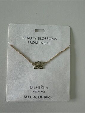 Lumièla Marina De Buchi Gold Lotus Pendant Necklace
